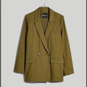 NWT Madewell Drapeweave Caldwell Double-Breasted Blazer in Kale XXS